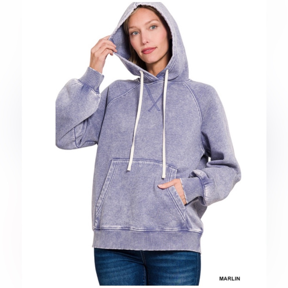 ONLY $22 160 ❤️Zenana 11 colors ACID WASH FLEECE HOODIE WITH POCKETS